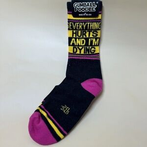 “EVERYTHING HURTS AND I’M DYING” Gumball Poodle Dramatic Ribbed Gym Crew Socks